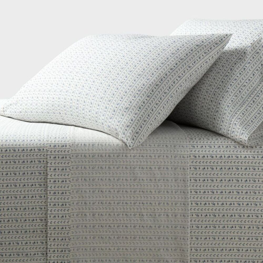 Open Box - Threshold - King Organic Percale Printed Sheet Set  Ivory Floral